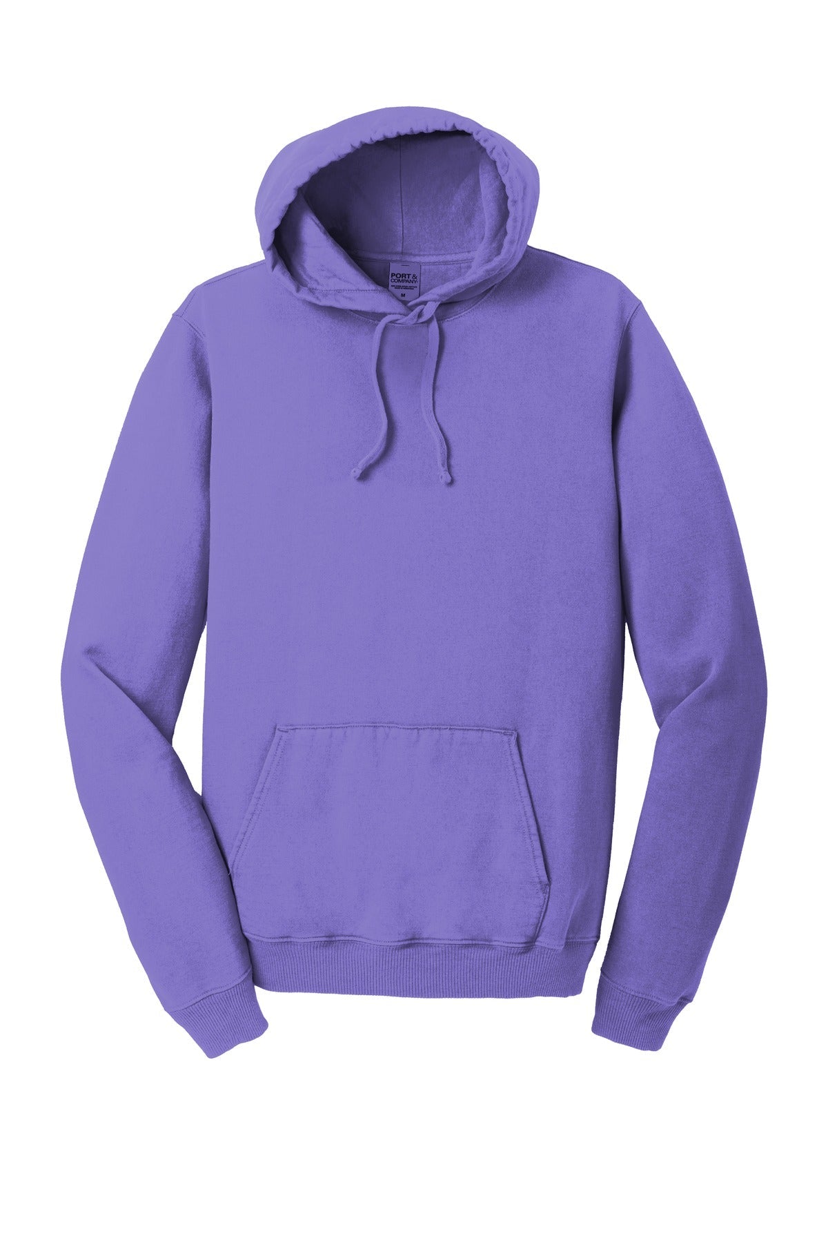 Front View of Amethyst Port & Co Beach Wash Garment-Dyed Pullover Hooded Sweatshirt. PC098H