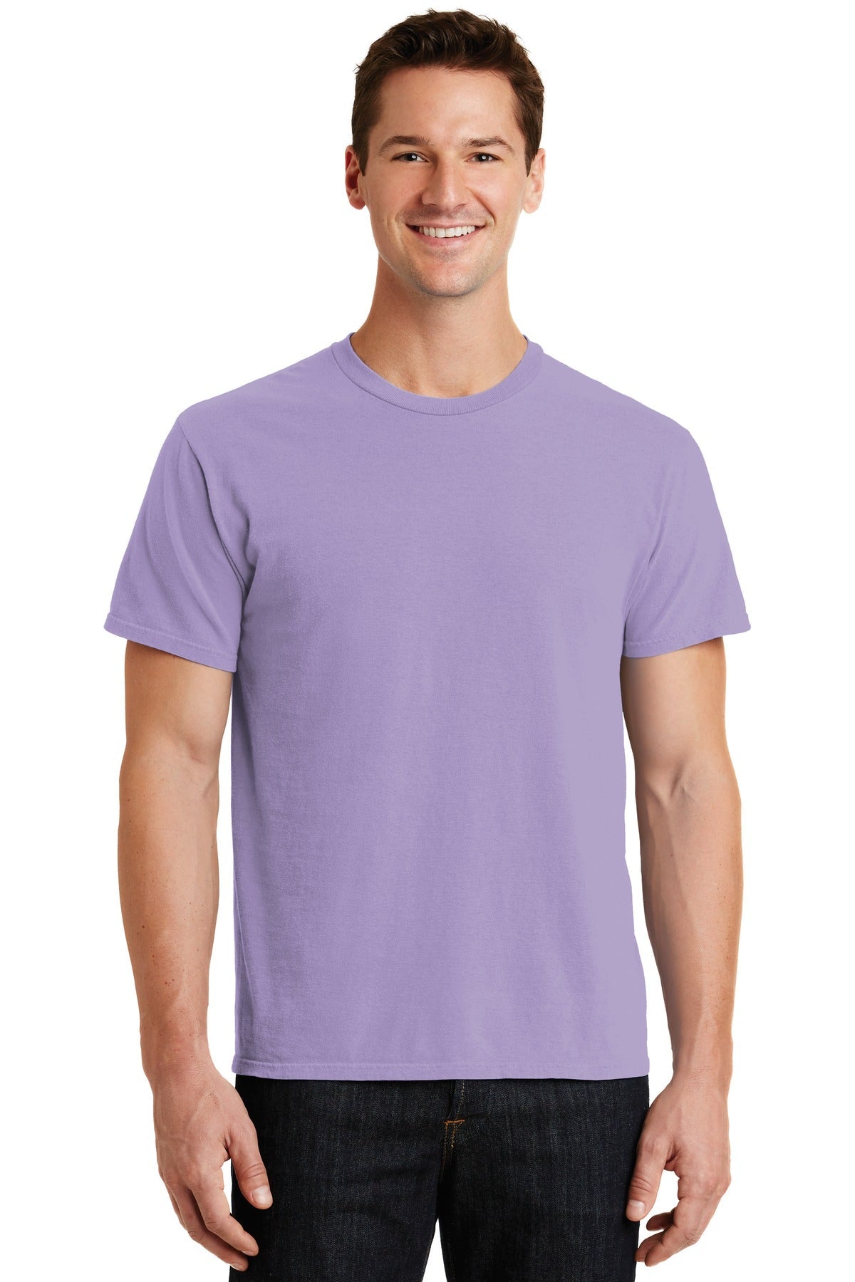 Front View of Amethyst Port & Co Beach Wash Garment-Dyed Tee. PC099