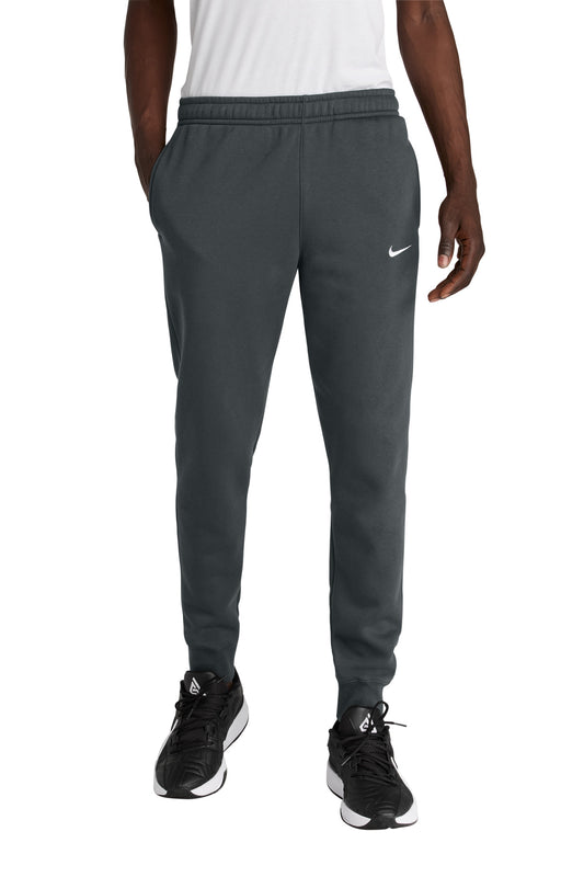 Front View of Anthracite Nike Club Fleece Jogger NKHM8045