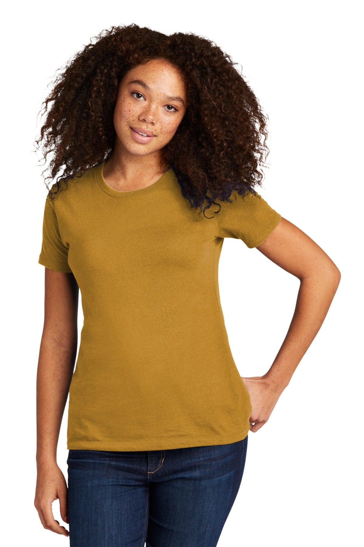 Front View of AntqGold Next Level Apparel Women's Cotton Tee. NL3900