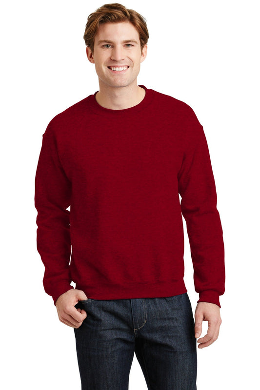 Front View of Antqu Chry Red Gildan Heavy Blend Crewneck Sweatshirt. 18000