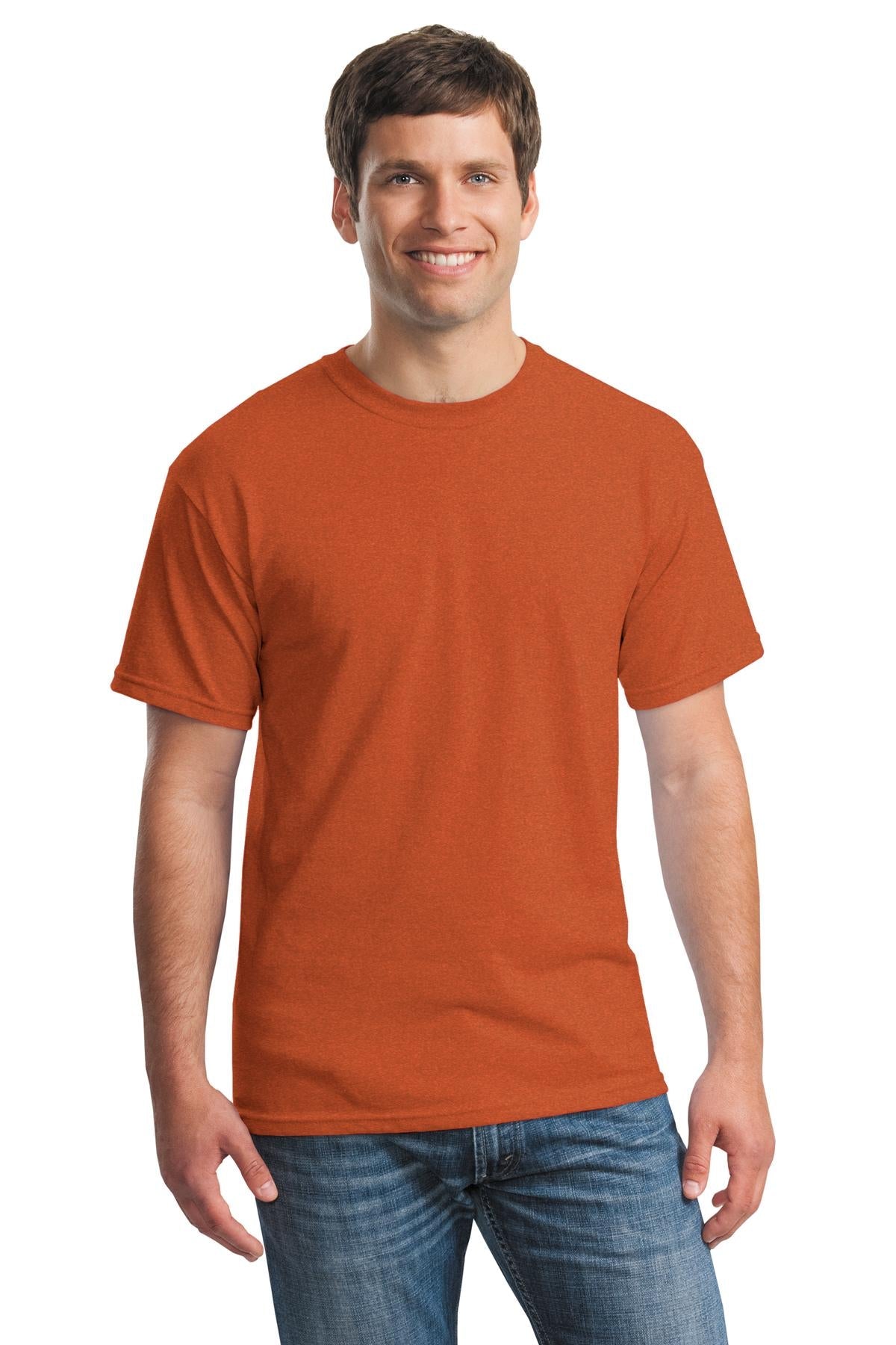 Front View of Antqu Orange Gildan - Heavy Cotton 100% Cotton T-Shirt. 5000