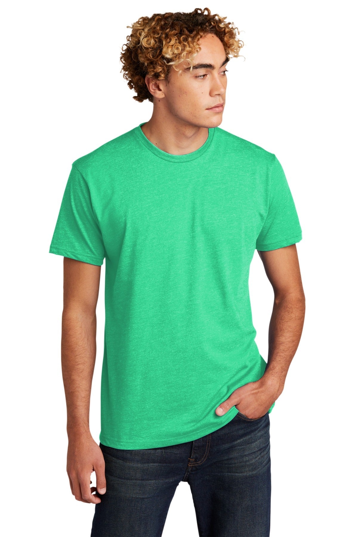 Front View of AppleGreen Next Level Apparel Adult CVC Tee. NL6210