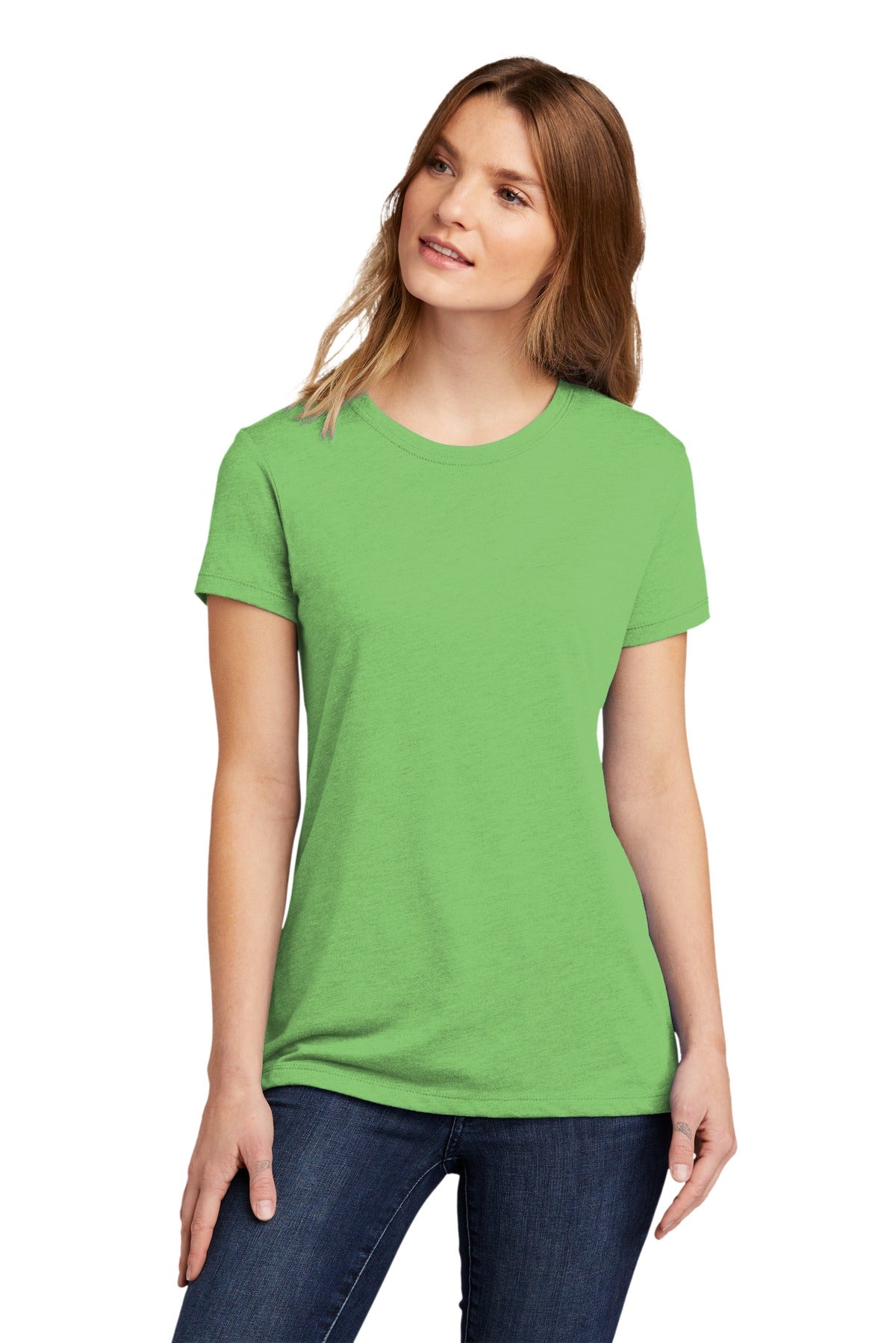 Front View of AppleGreen Next Level Apparel Women's CVC Tee. NL6610