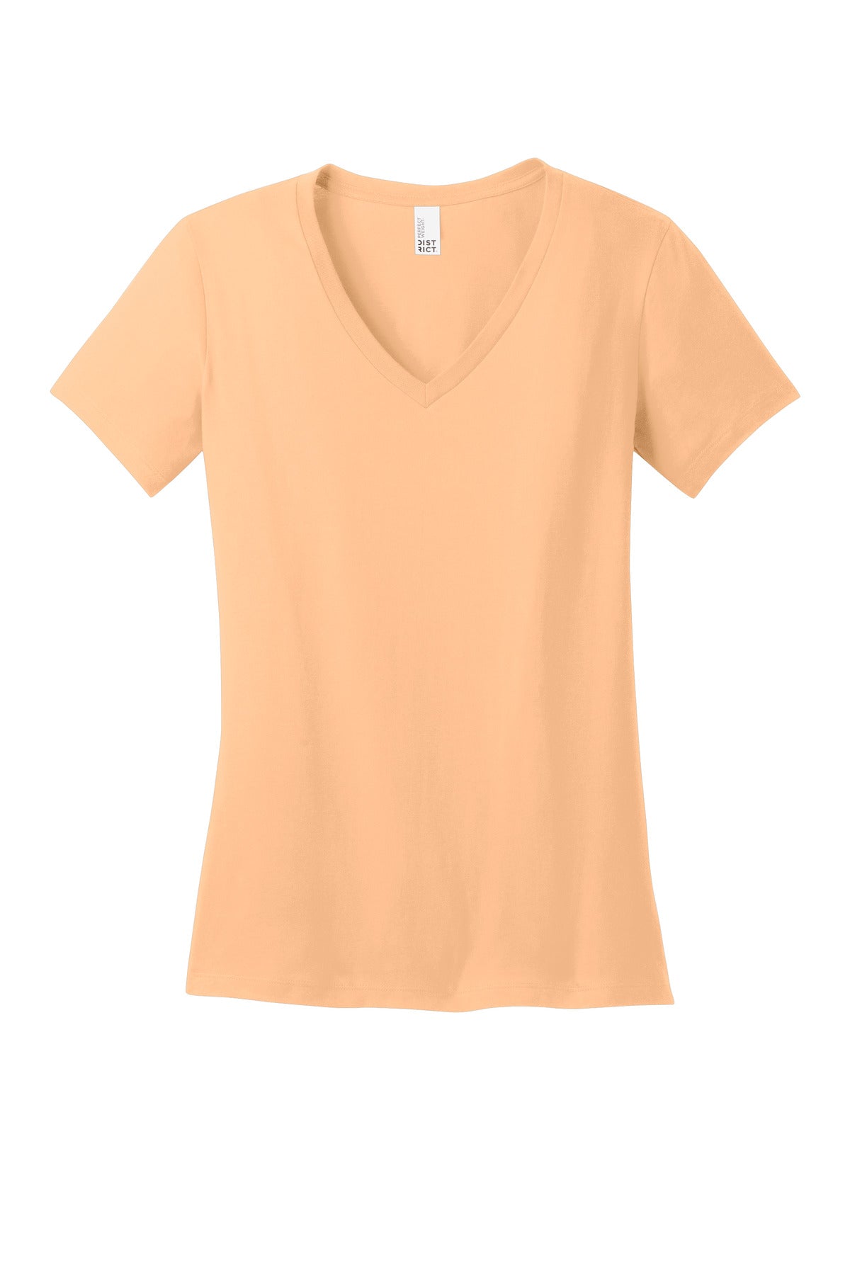 Front View of Apricot District - Women's Perfect Weight V-Neck Tee. DM1170L