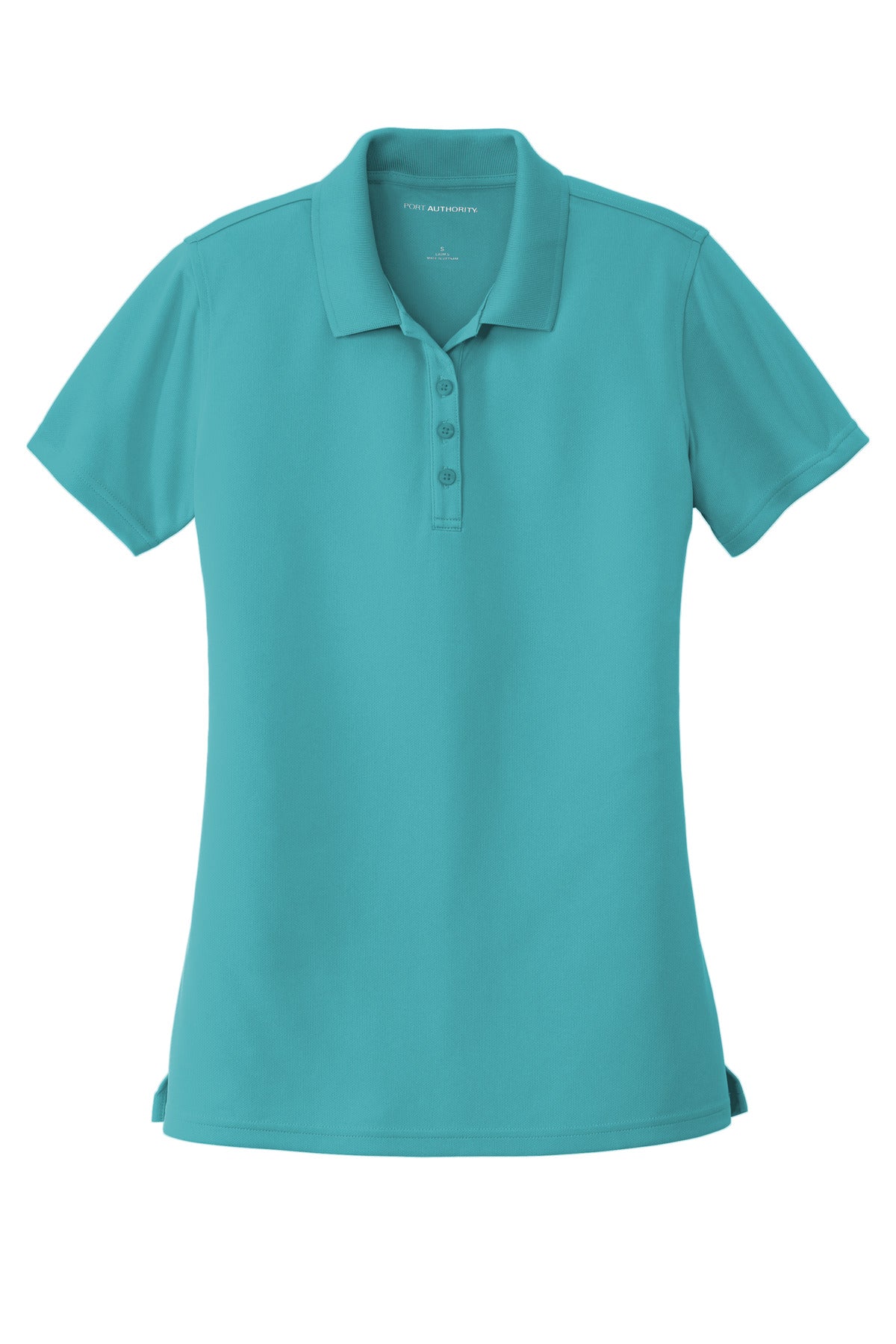 Front View of Aquamarine Port Authority Women's Dry Zone UV Micro-Mesh Polo. LK110