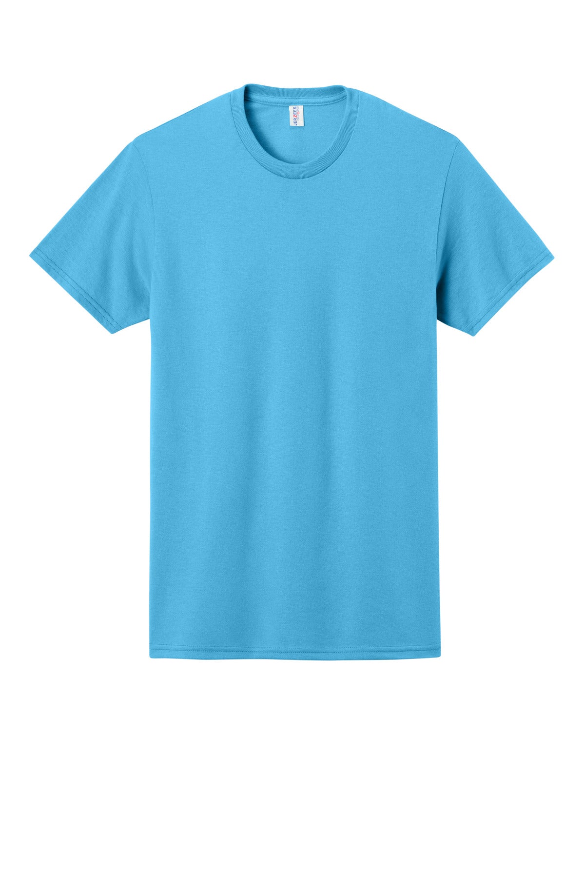 Front View of Aquatic Blue Jerzees - Dri-Power 50/50 Cotton/Poly T-Shirt. 29M