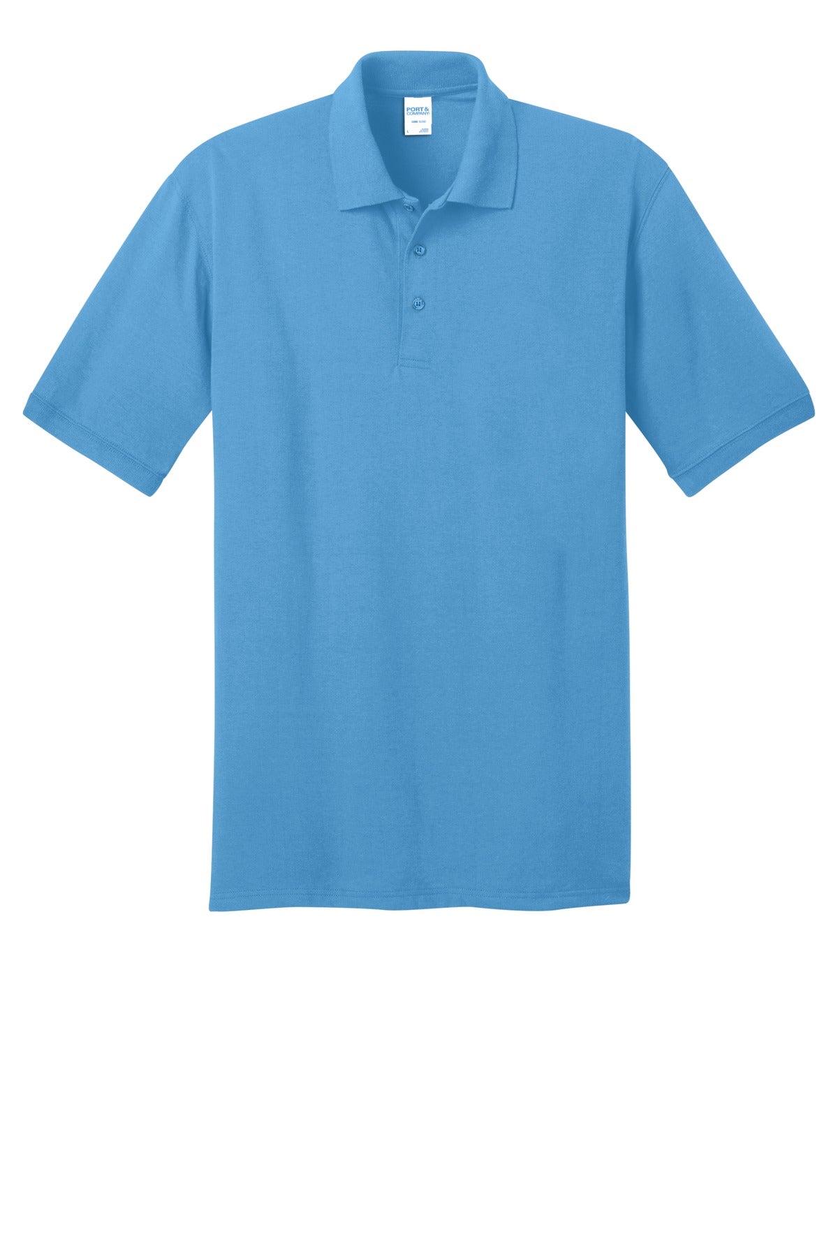 Front View of Aquatic Blue Port & Co Core Blend Jersey Knit Polo. KP55
