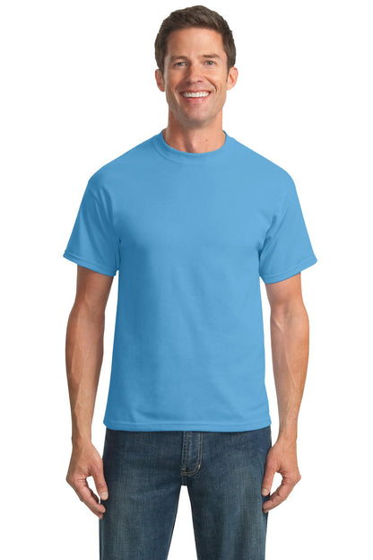 Front View of Aquatic Blue Port & Co Tall Core Blend Tee. PC55T