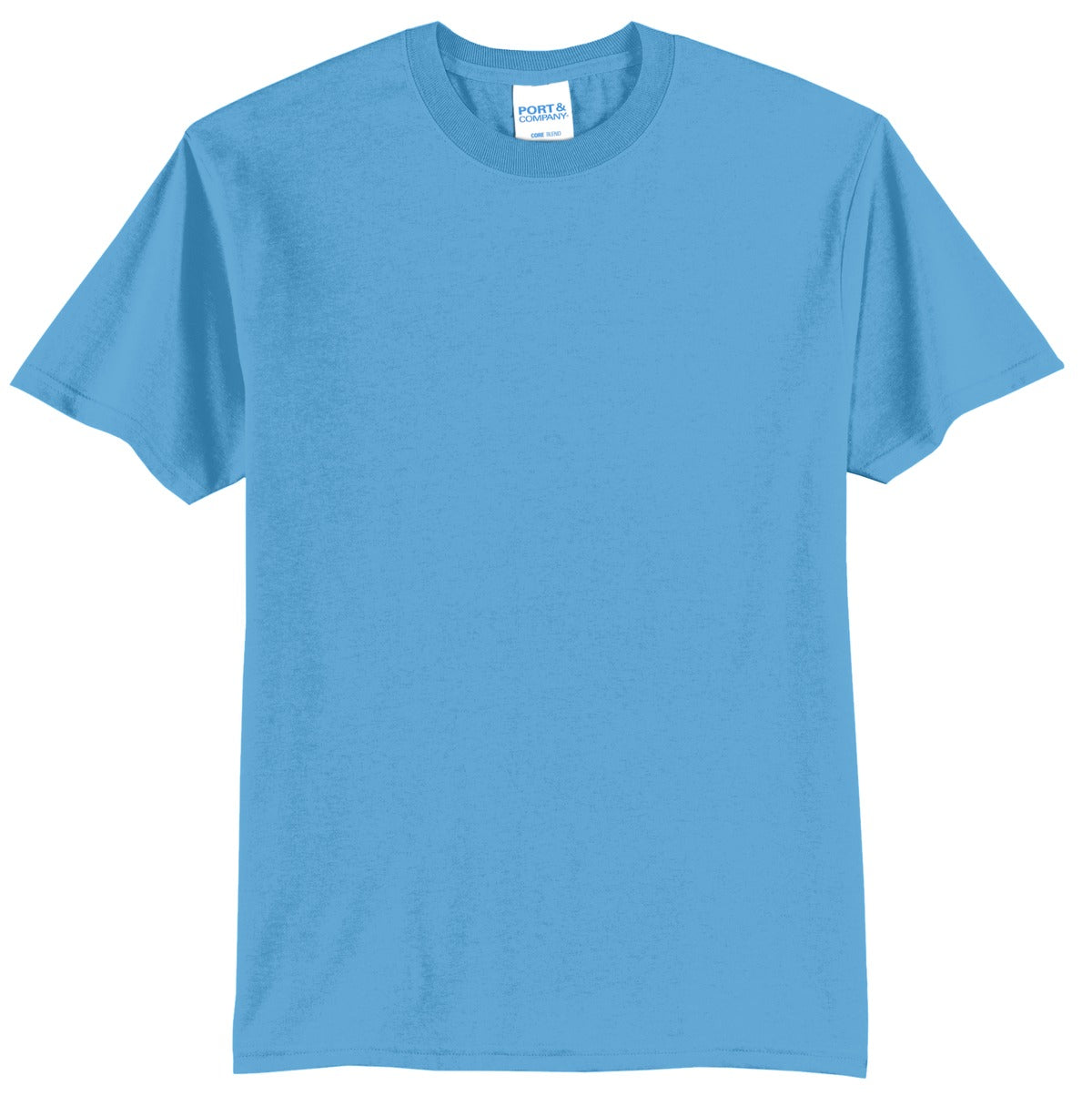 Front View of Aquatic Blue Port & Co Tall Core Blend Tee. PC55T