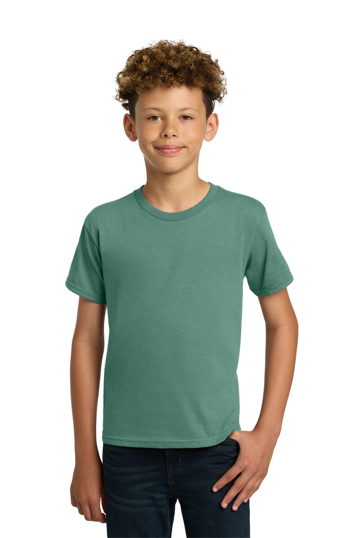 Front View of Aquatic Gildan - Youth Heavy Cotton 100% Cotton T-Shirt. 5000B