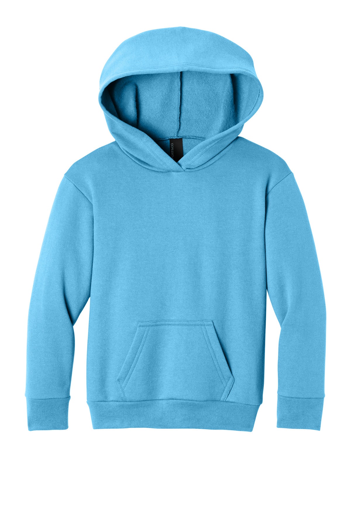 Front View of AquaticBl Port & Co Youth Easy Fleece Pullover Hooded Sweatshirt PC68YH plain