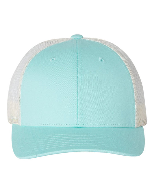 Front View of Aruba Blue/ Birch Low Pro Trucker Cap - 115
