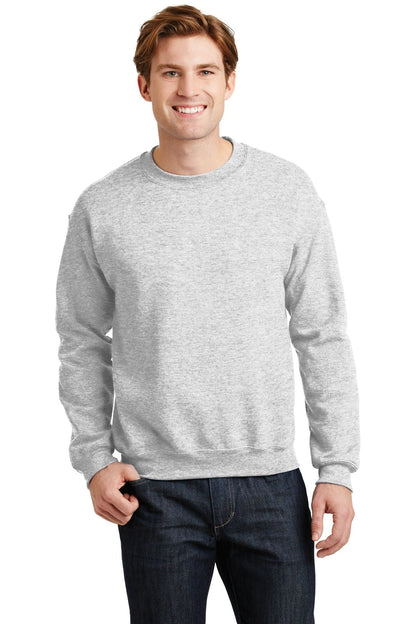 Front View of Ash Gildan Heavy Blend Crewneck Sweatshirt. 18000
