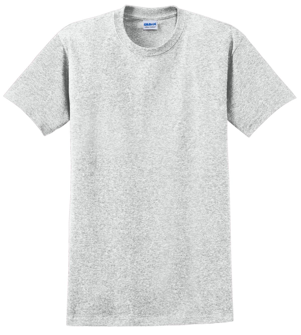 Front View of Ash Gildan - Ultra Cotton 100% US Cotton T-Shirt. 2000