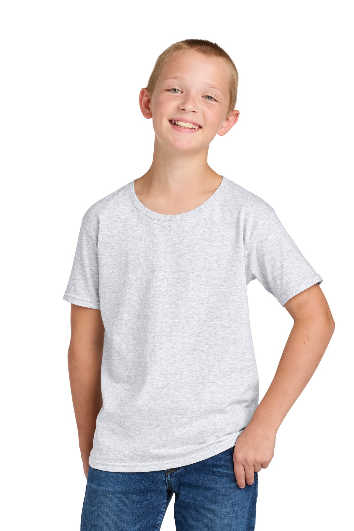 Front View of Ash Jerzees Classics Youth Cotton T-Shirt 363Y