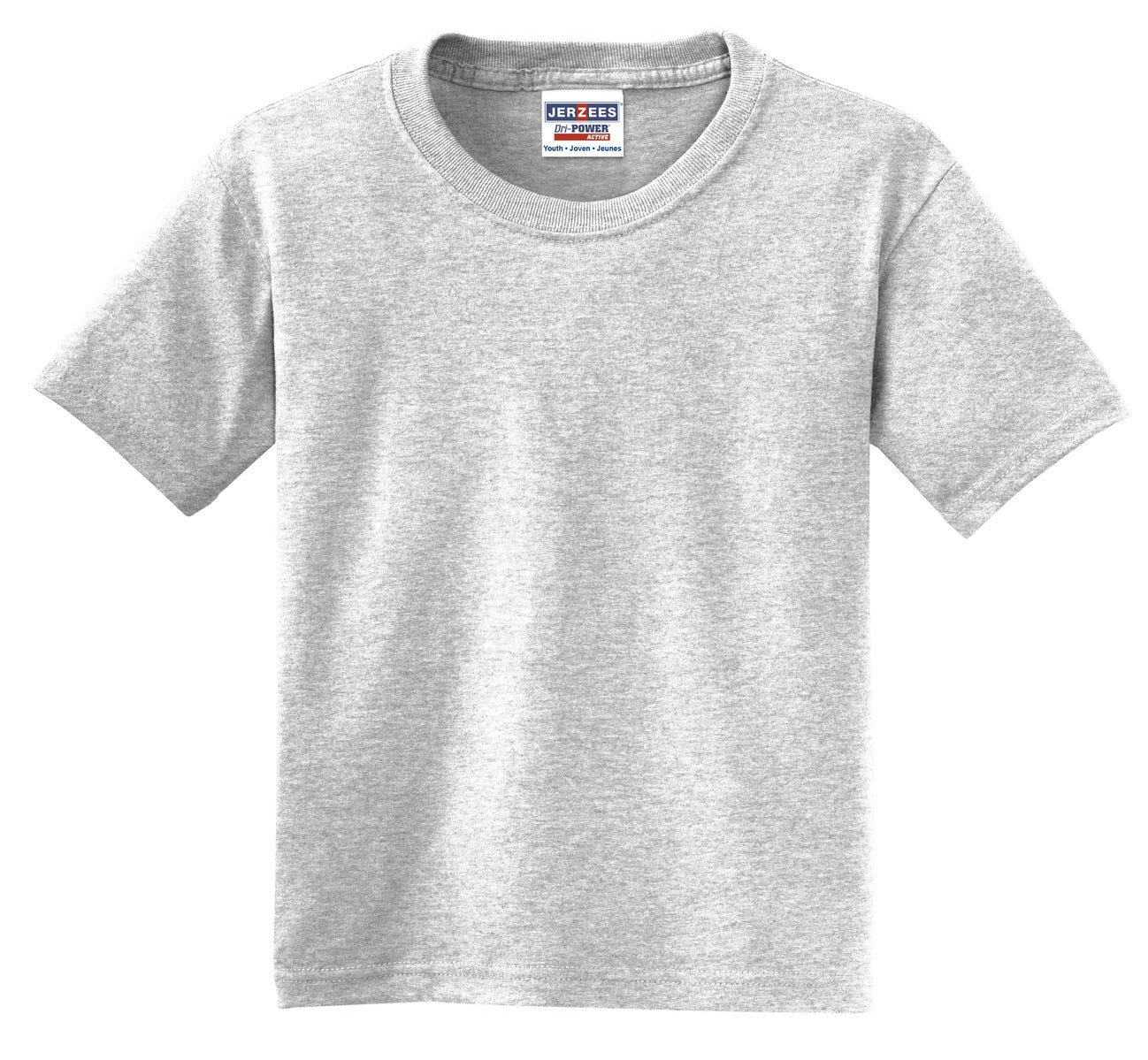 Front View of Ash Jerzees - Youth Dri-Power 50/50 Cotton/Poly T-Shirt. 29B