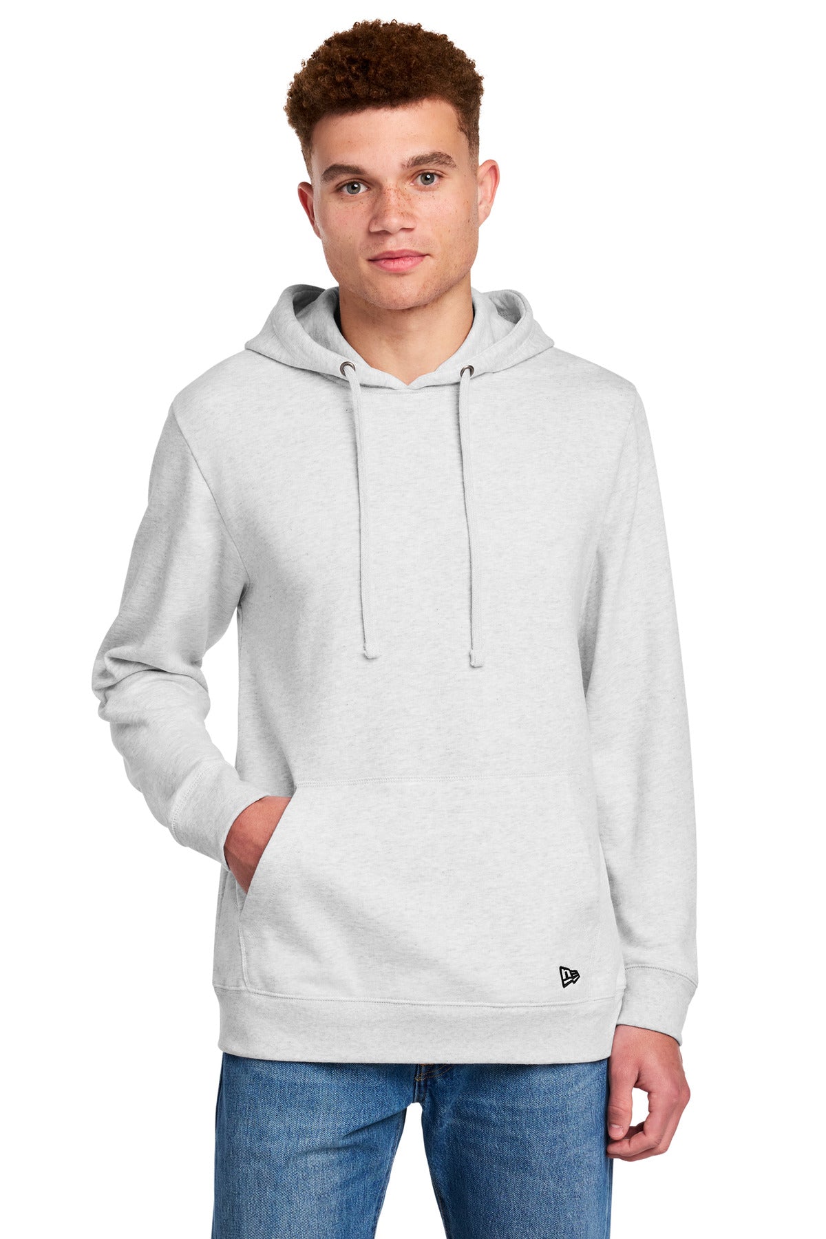 Front View of Ash New Era Comeback Fleece Pullover Hoodie NEA550