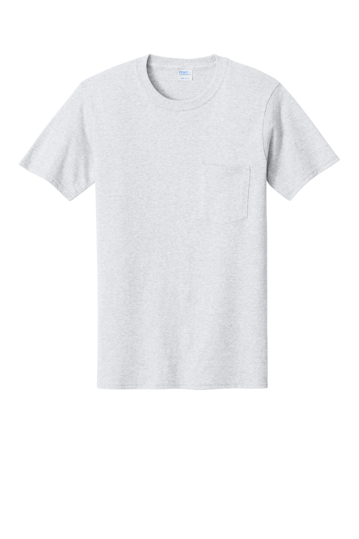 Front View of Ash Port & Co Core Cotton Pocket Tee. PC54P