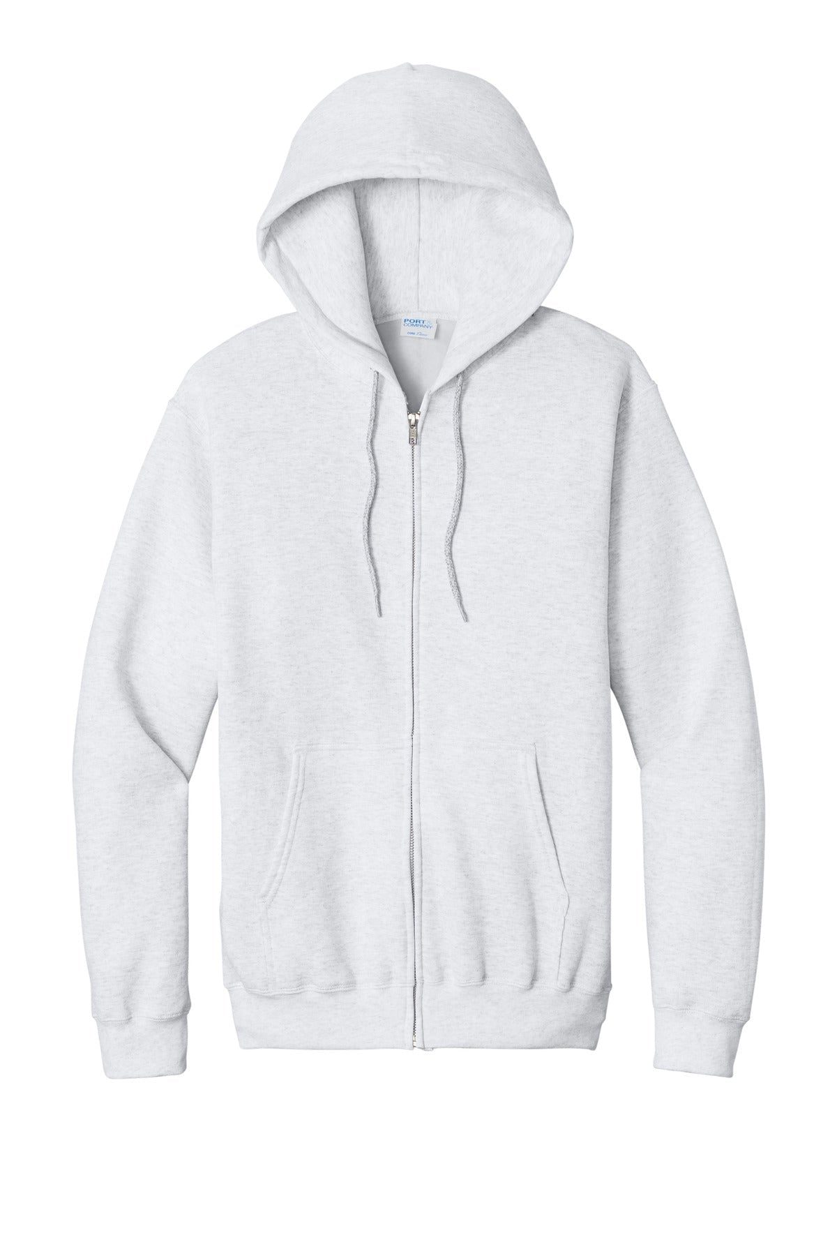 Front View of Ash Port & Co Core Fleece Full-Zip Hooded Sweatshirt. PC78ZH
