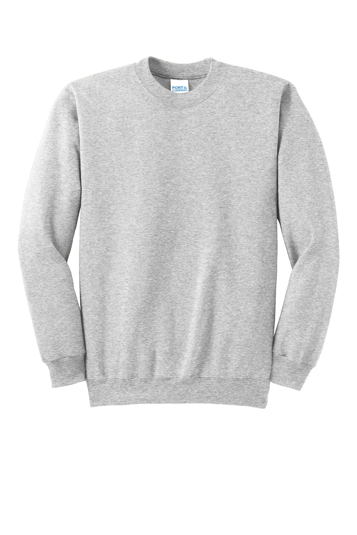 Front View of Ash Port & Co Essential Fleece Crewneck Sweatshirt. PC90