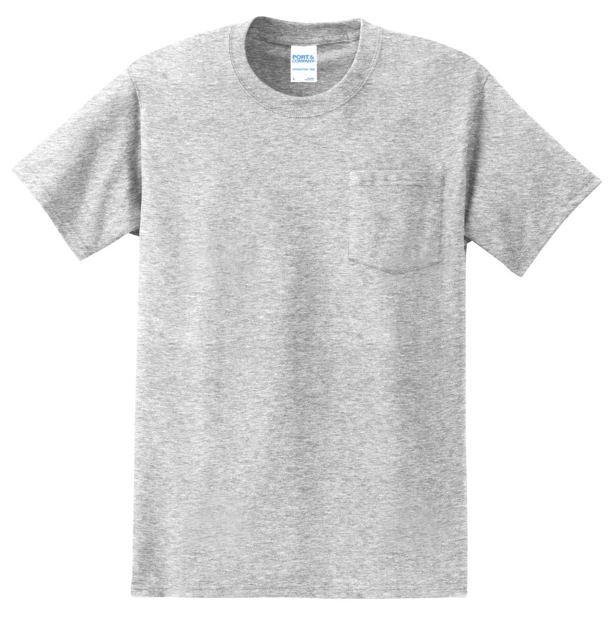 Front View of Ash Port & Co Essential Pocket Tee. PC61P