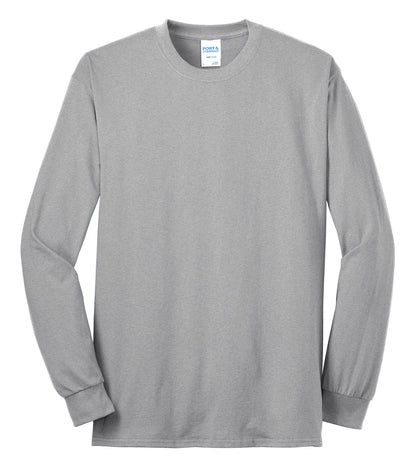 Front View of Ash Port & Co Long Sleeve Core Blend Tee. PC55LS