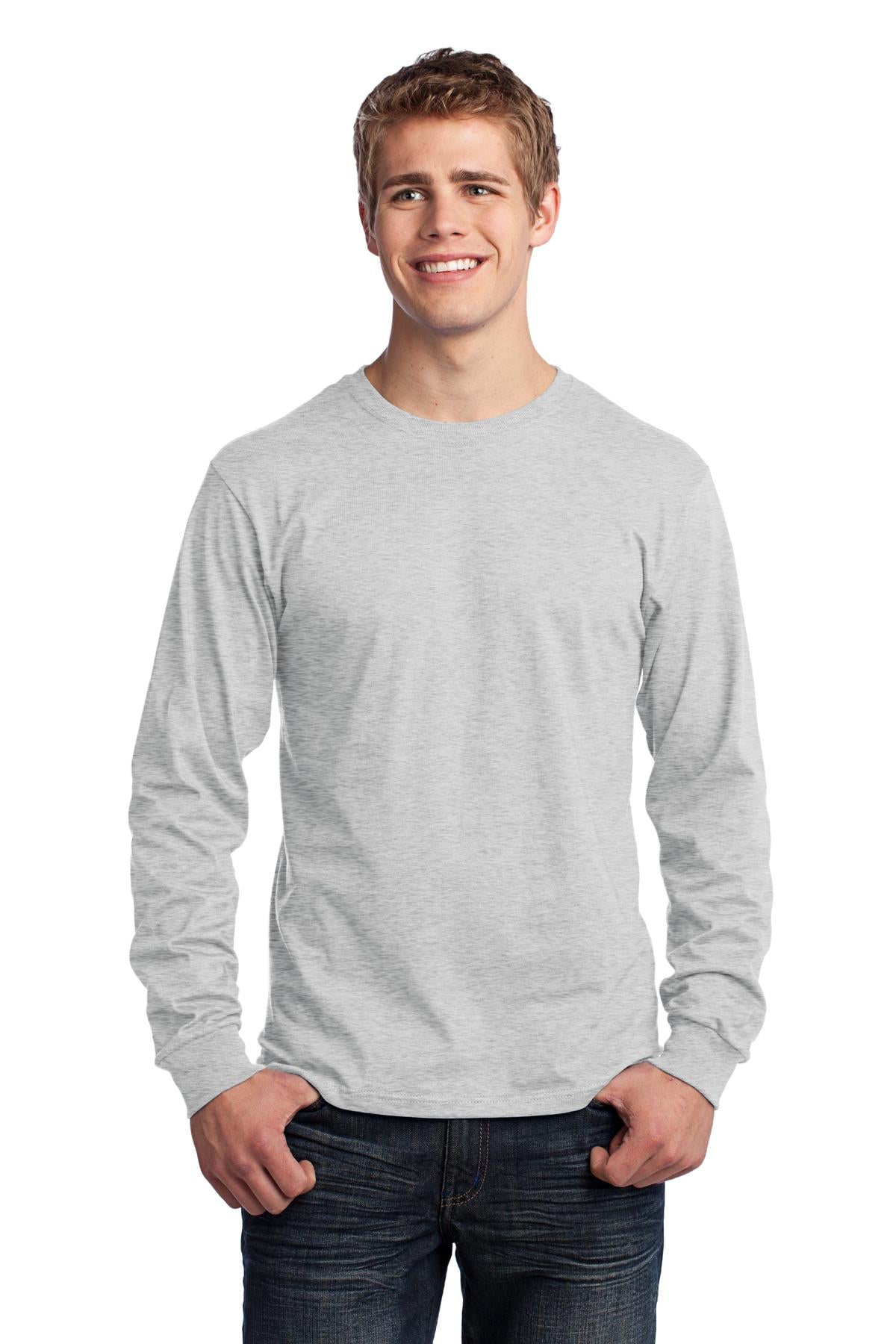 Front View of Ash Port & Co Long Sleeve Core Cotton Tee. PC54LS