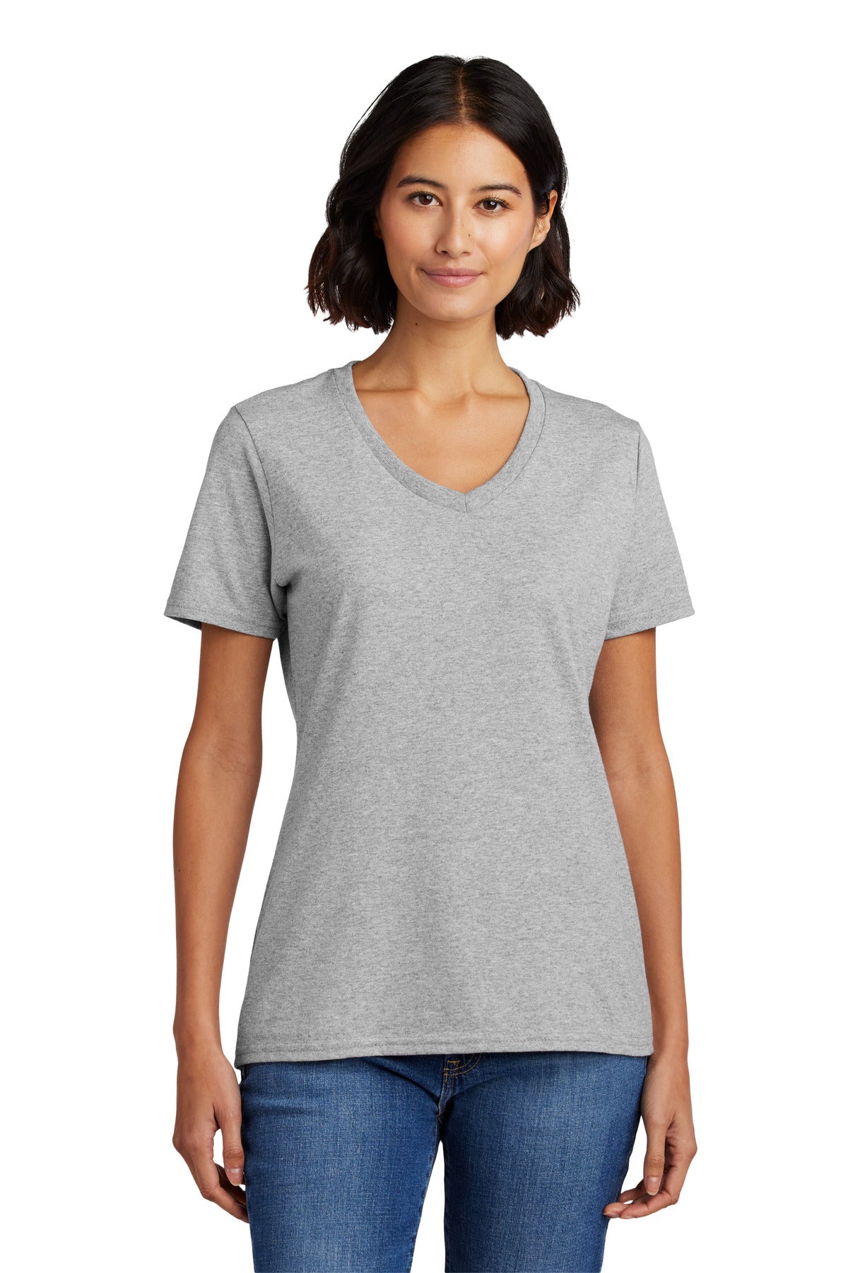 Front View of Ash Port & Co Women's Core Cotton V-Neck Tee. LPC54V