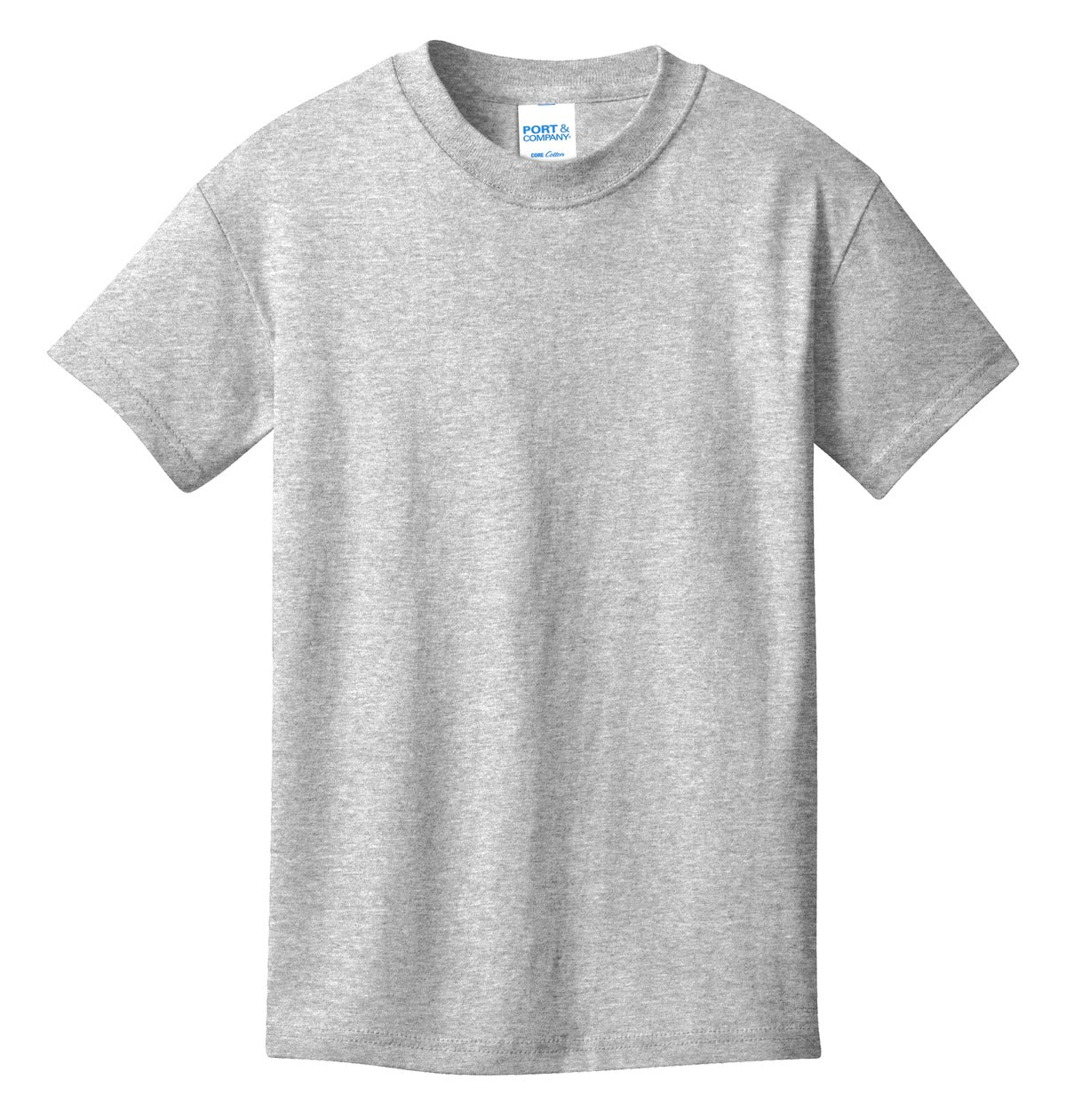 Front View of Ash Port & Co Youth Core Cotton Tee. PC54Y