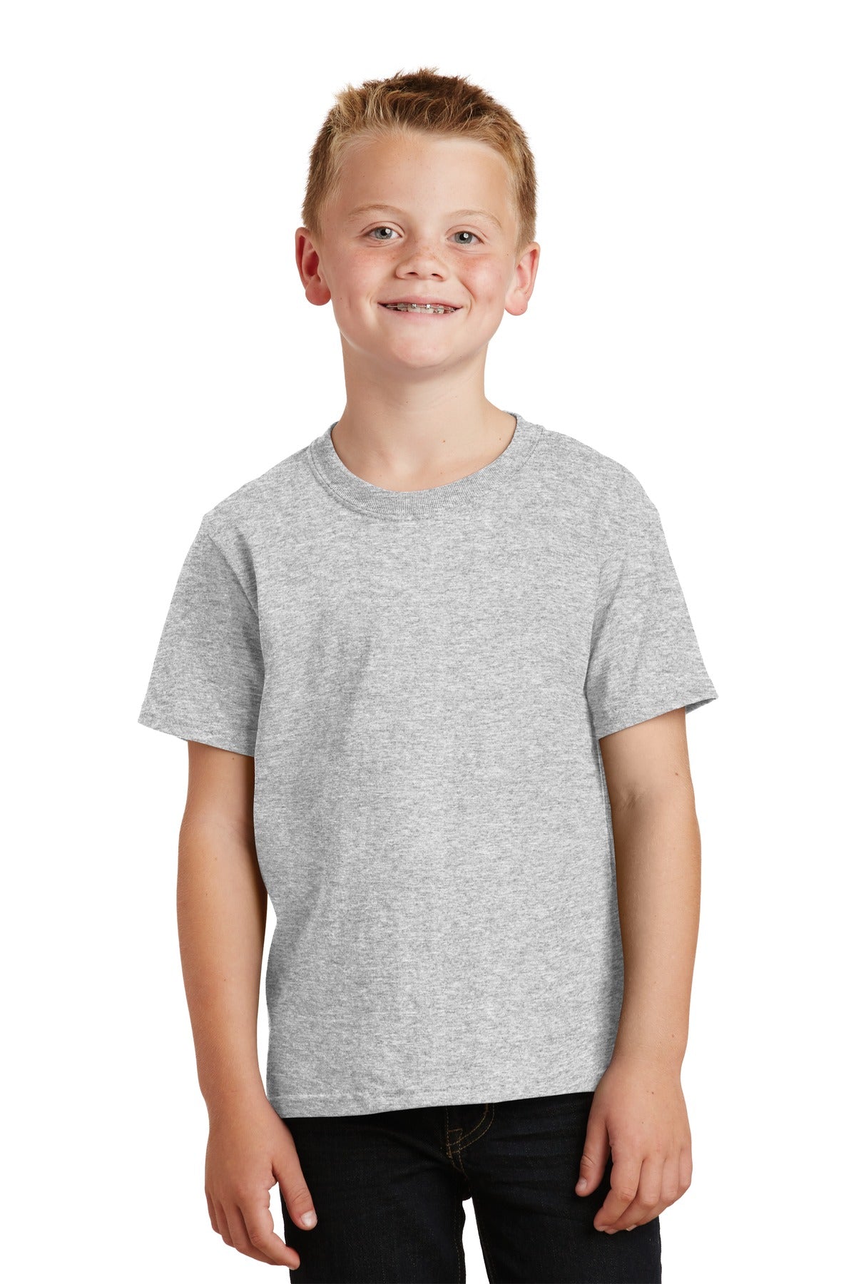 Front View of Ash Port & Co Youth Core Cotton Tee. PC54Y