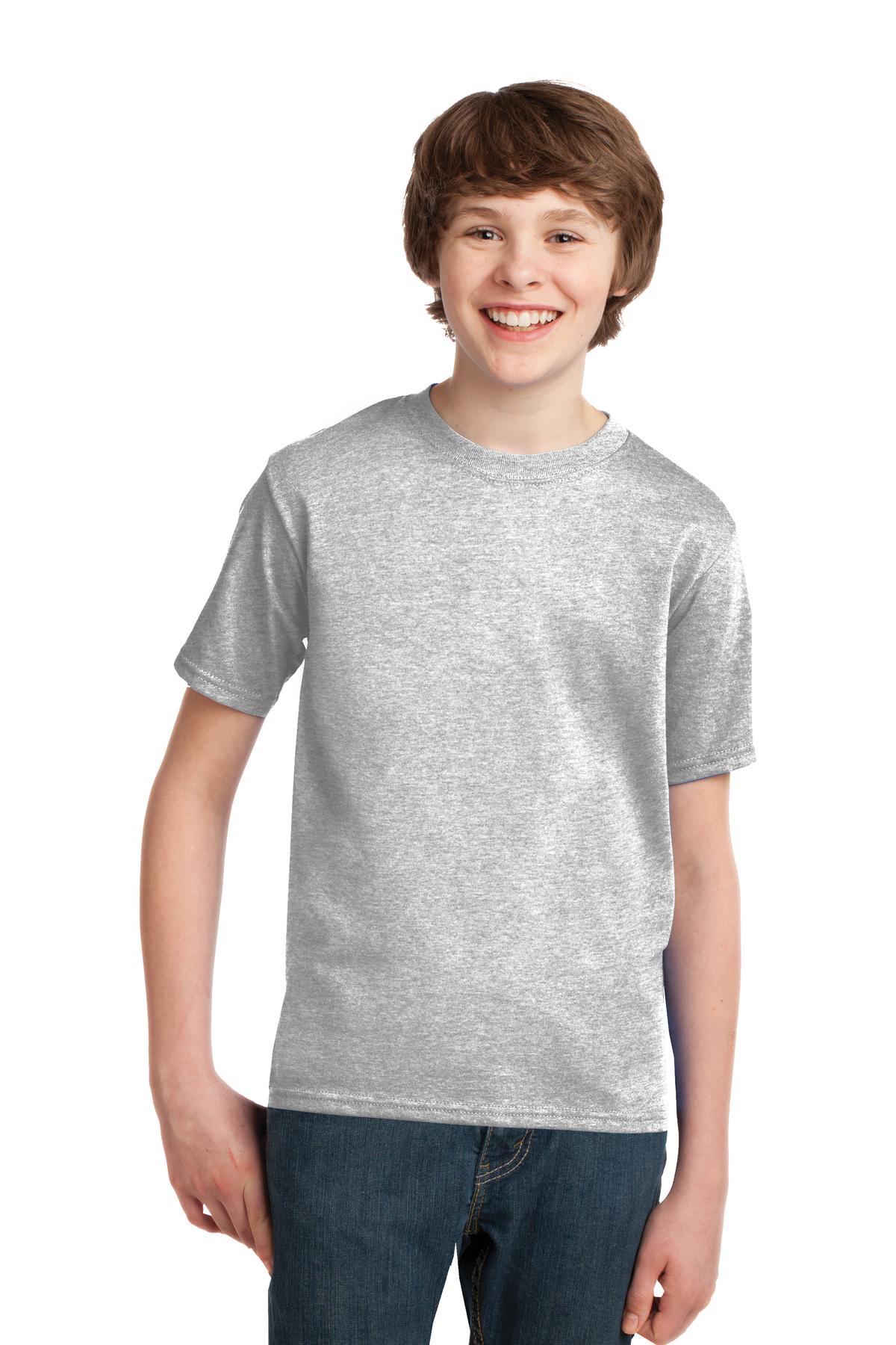 Front View of Ash Port & Co Youth Essential Tee. PC61Y