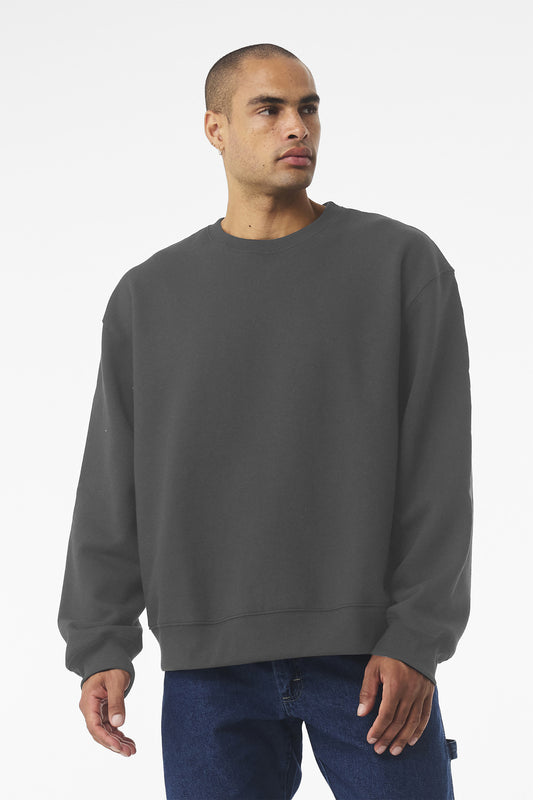 Front View of Asphalt BELLA+CANVAS Unisex 10-Ounce Heavyweight Crewneck Sweatshirt BC4711