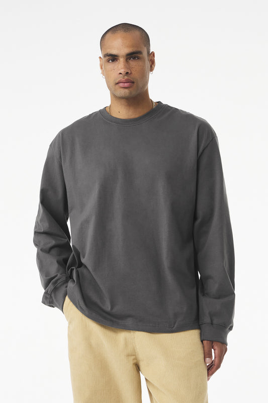 Front View of Asphalt BELLA+CANVAS Unisex 7.5-Ounce Heavyweight Long Sleeve Tee BC4651