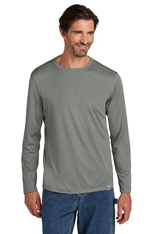 Front View of AsphaltGry Carhartt Force Sun Defender Long Sleeve T-Shirt CT106972