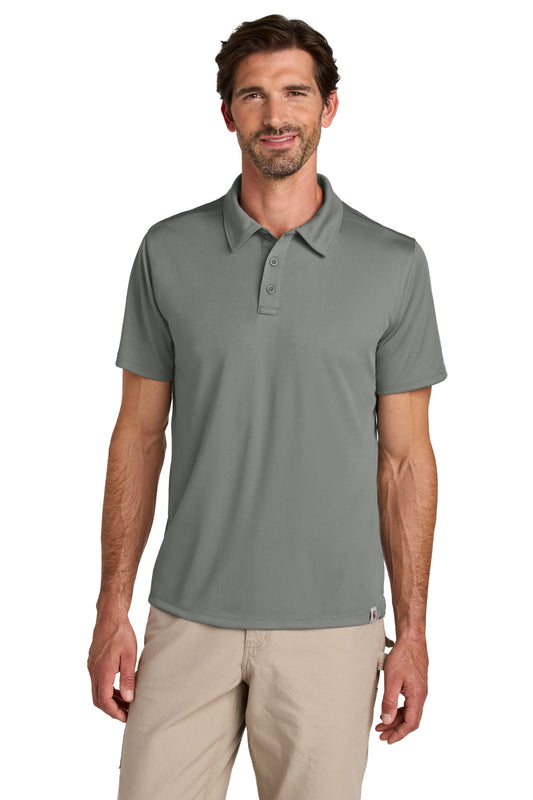 Front View of AsphaltGry Carhartt Force Sun Defender Polo CT106899