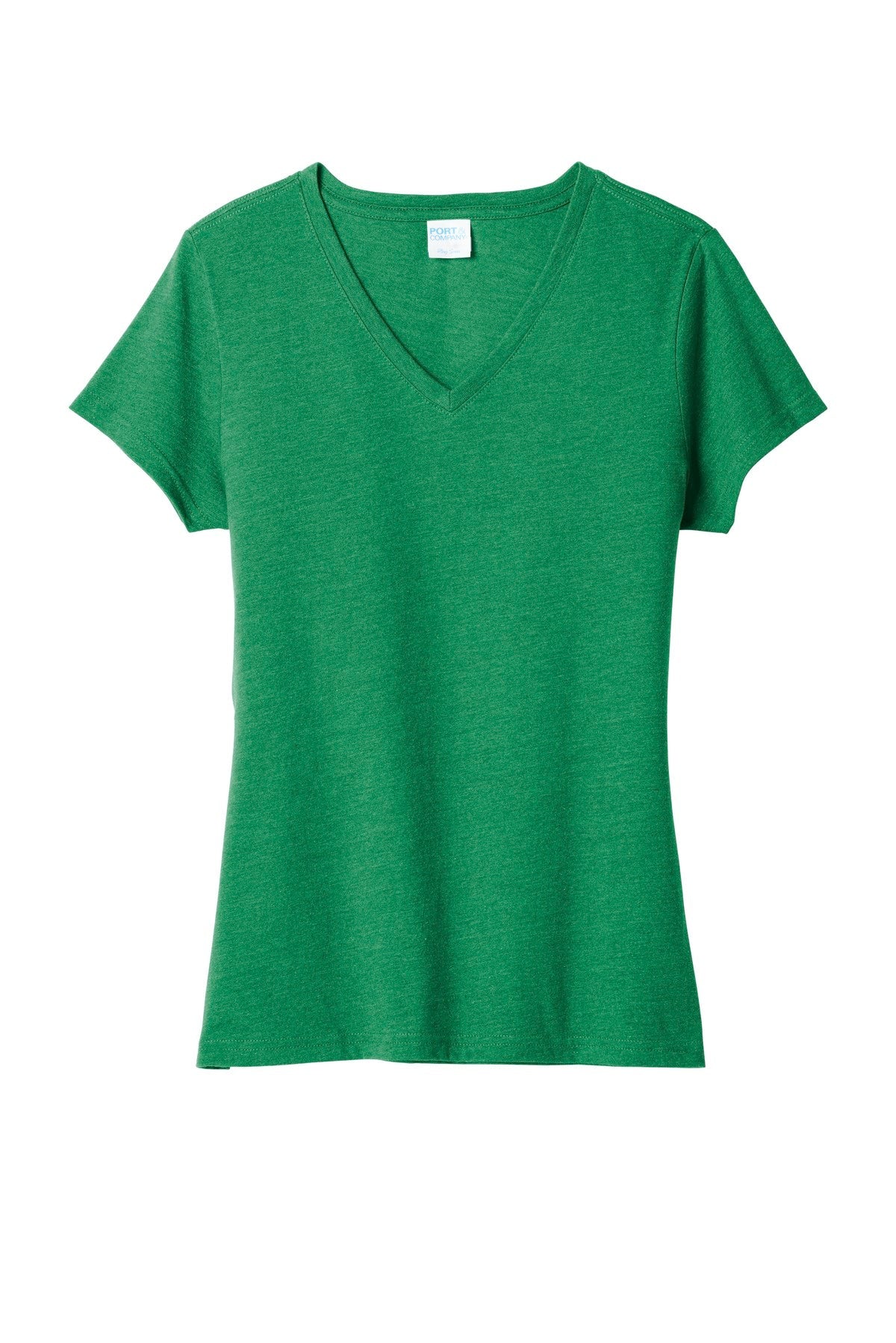 Front View of Ath Kelly Gn H Port & Co Women's Fan Favorite Blend V-Neck Tee. LPC455V