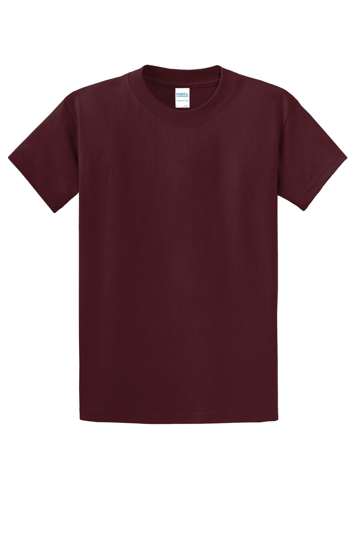 Front View of Ath. Maroon Port & Co Essential Tee. PC61