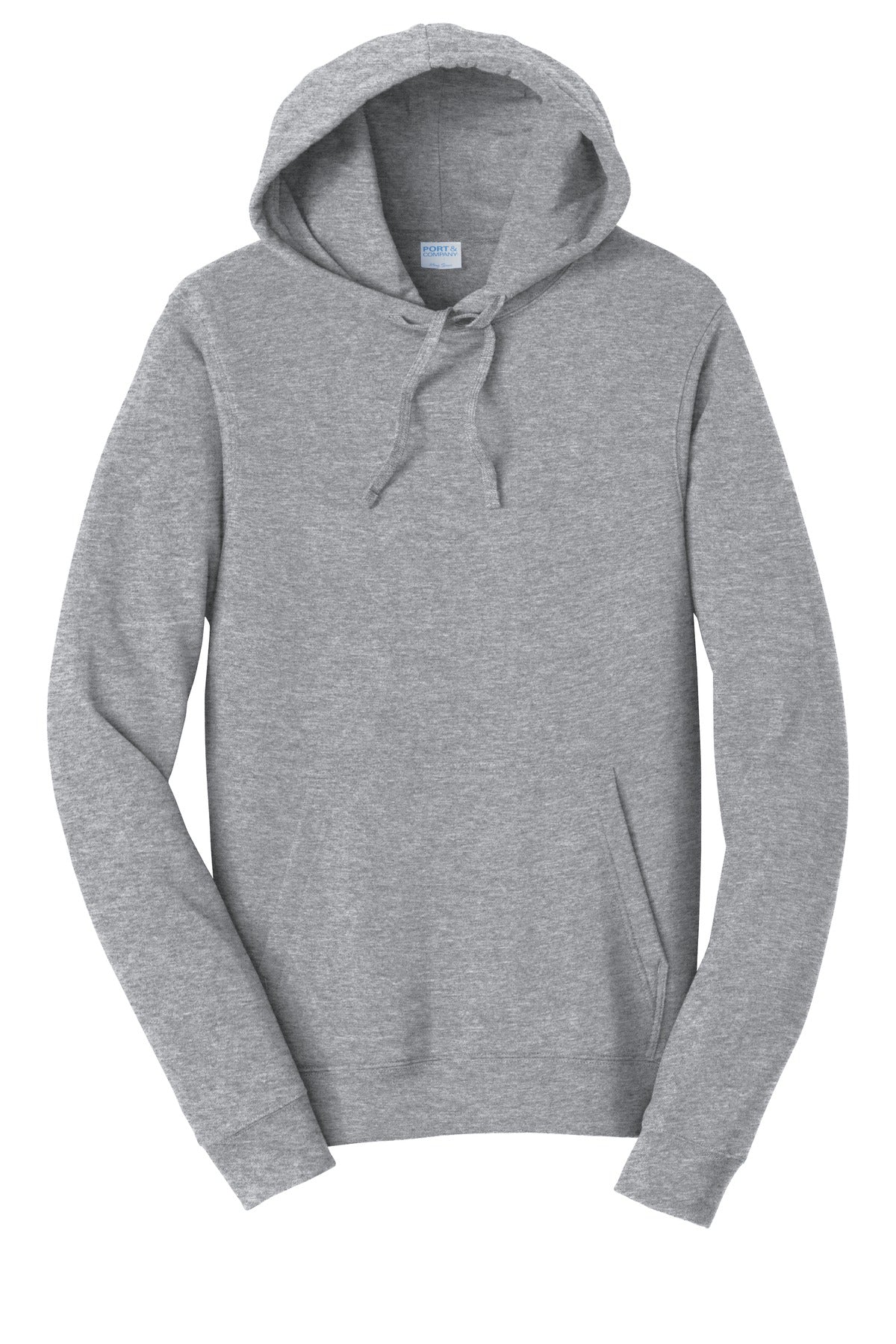 Front View of Athl Heather Port & Co Fan Favorite Fleece Pullover Hooded Sweatshirt. PC850H