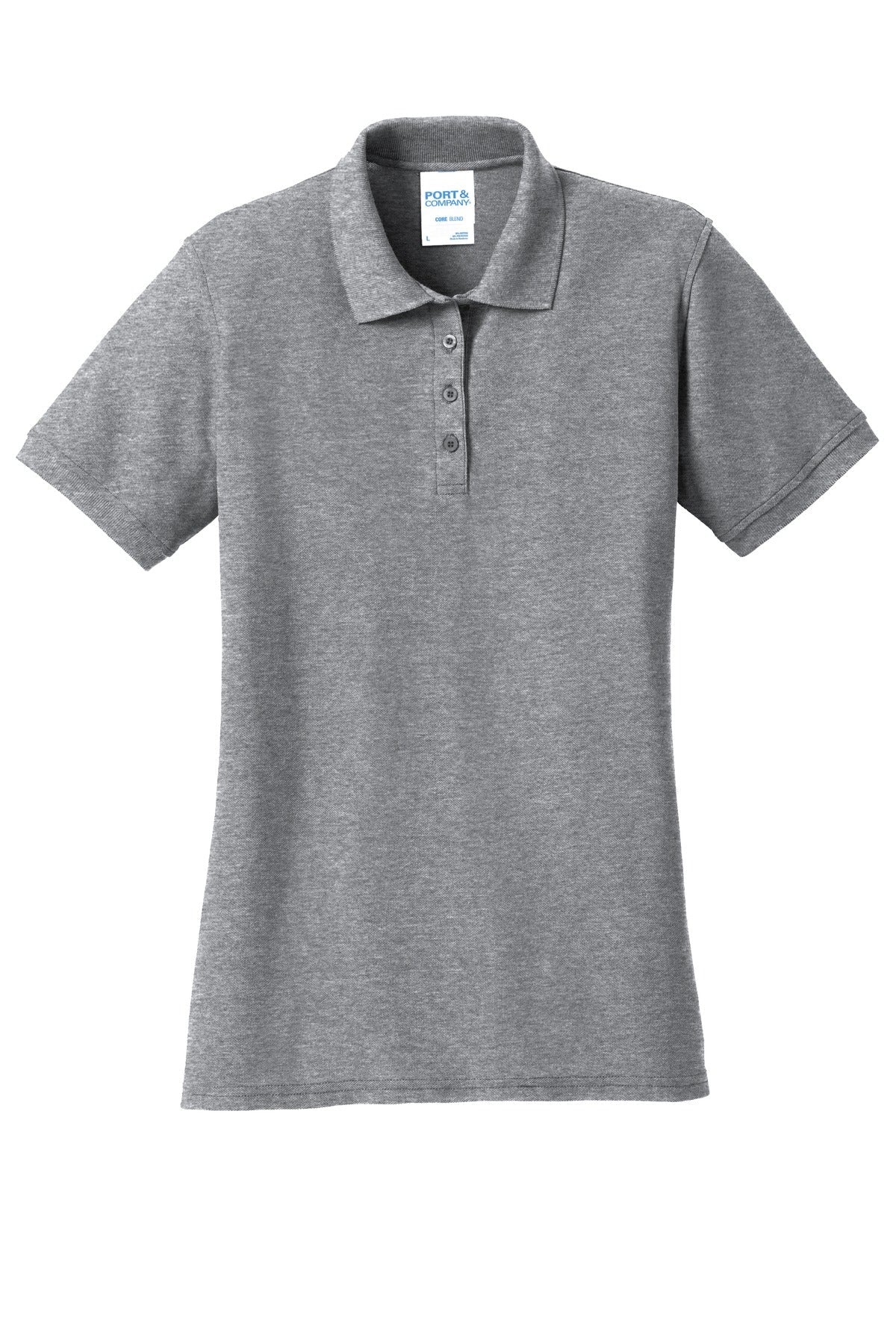 Front View of Athl Heather Port & Co Women's Core Blend Pique Polo. LKP155