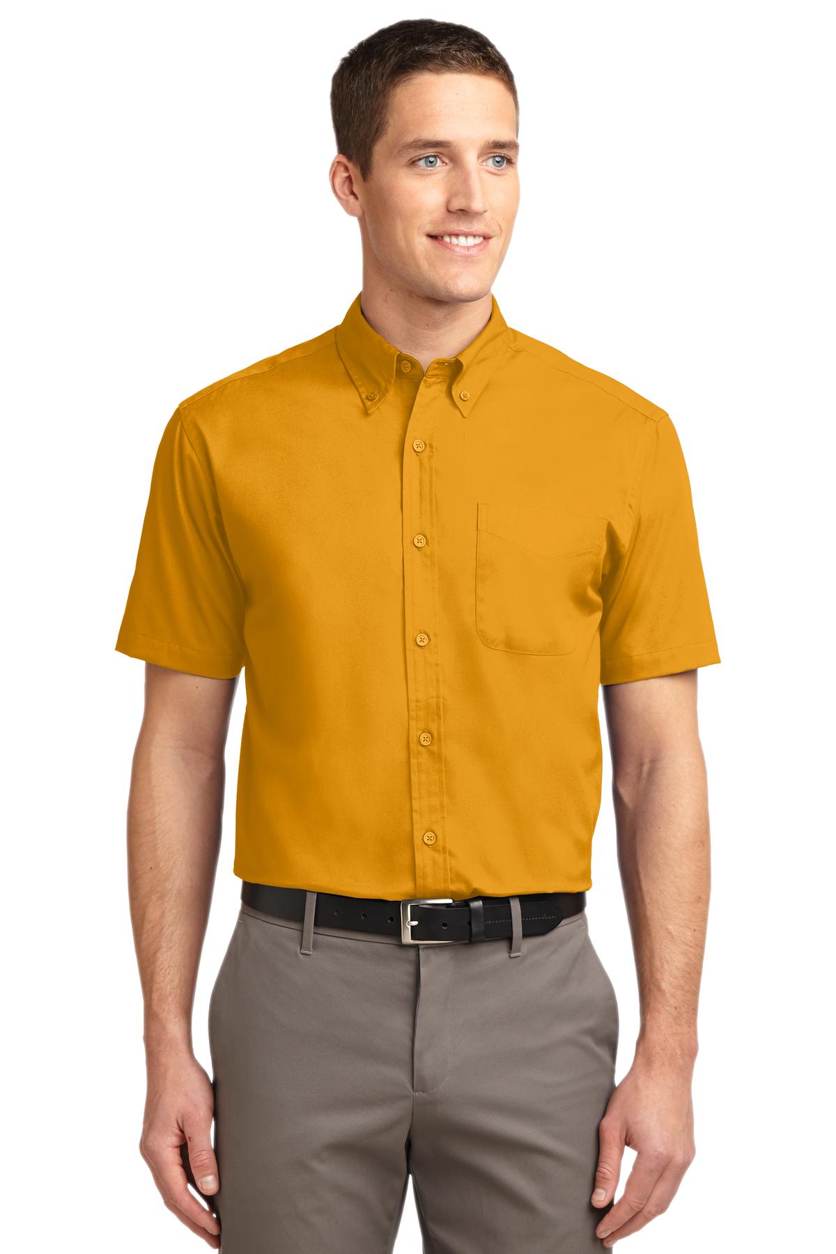 Front View of Athletic Gold Port Authority Short Sleeve Easy Care Shirt. S508