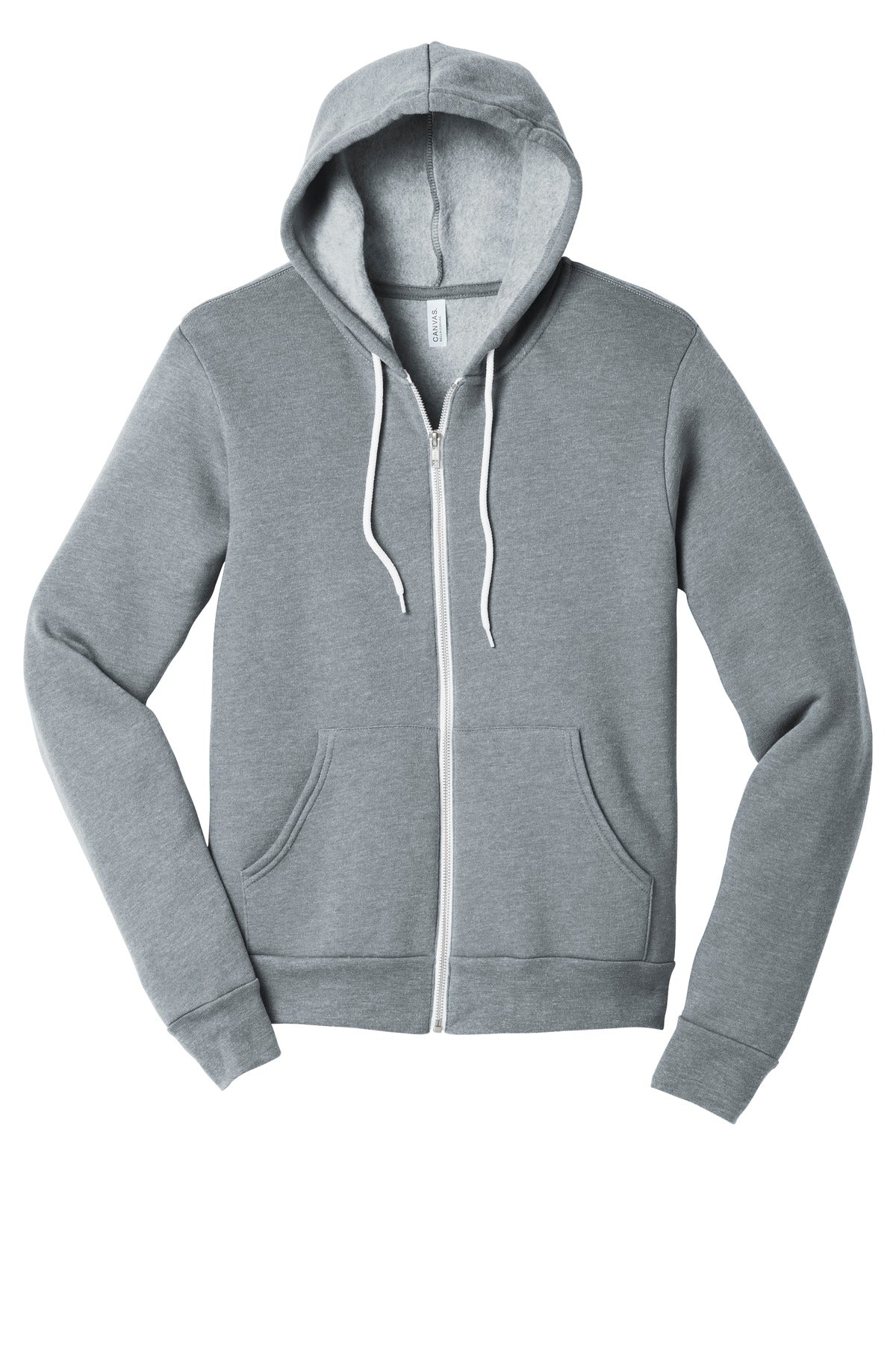 Front View of Athletic Ht BELLA+CANVAS Unisex Sponge Fleece Full-Zip Hoodie. BC3739