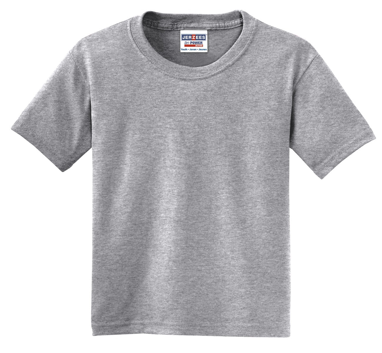 Front View of Athletic Hthr Jerzees - Youth Dri-Power 50/50 Cotton/Poly T-Shirt. 29B