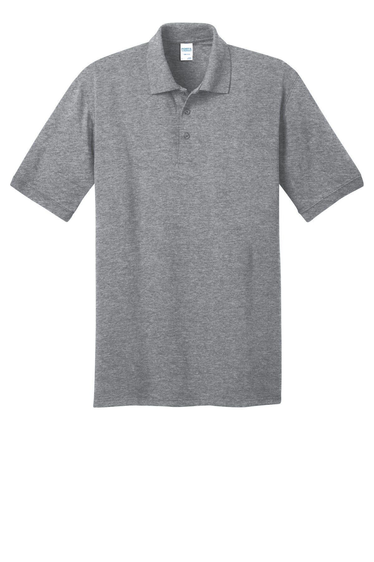 Front View of Athletic Hthr Port & Co Core Blend Jersey Knit Polo. KP55