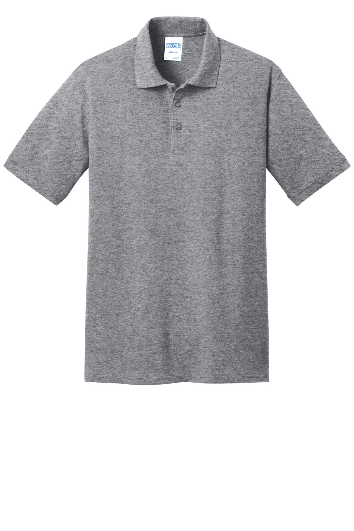 Front View of Athletic Hthr Port & Co Core Blend Pique Polo. KP155