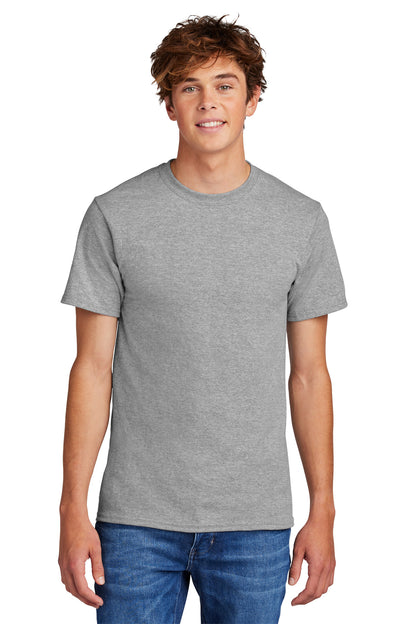 Front View of Athletic Hthr Port & Co Core Blend Tee. PC55