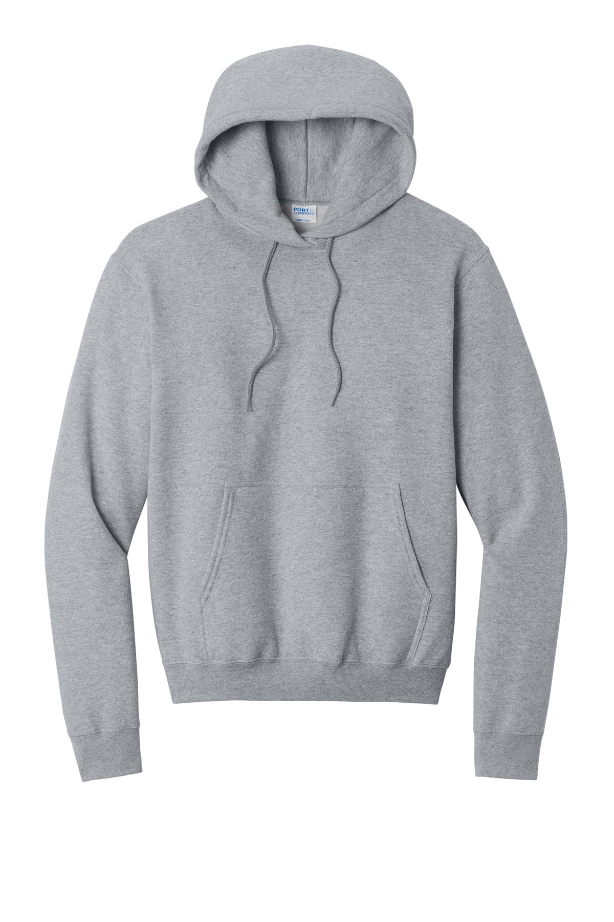 Front View of Athletic Hthr Port & Co Core Fleece Pullover Hooded Sweatshirt. PC78H