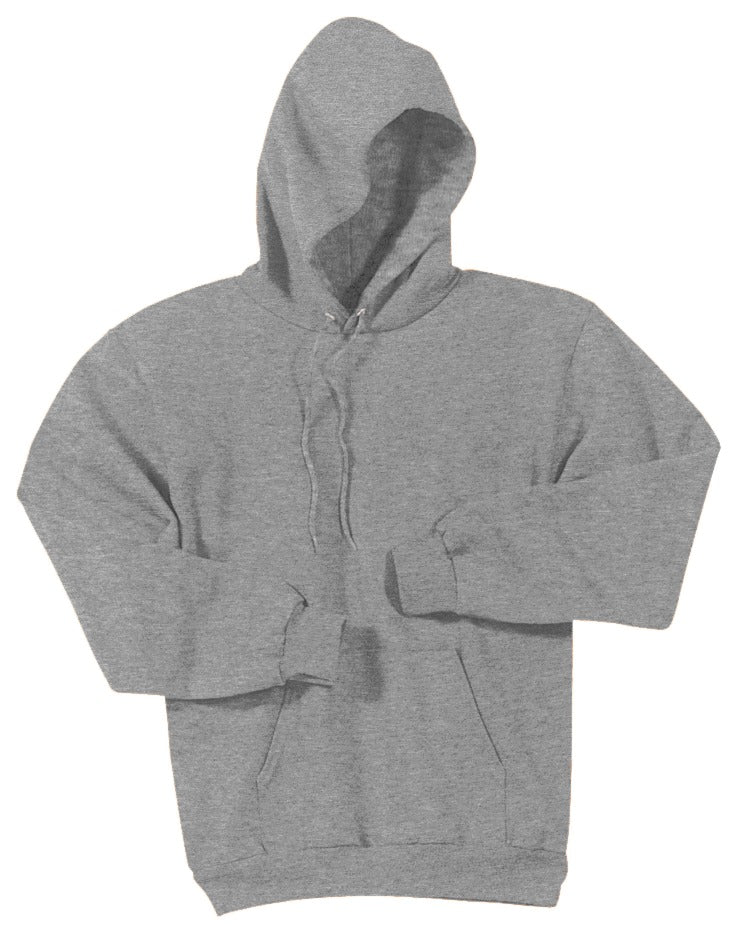 Front View of Athletic Hthr Port & Co Essential Fleece Pullover Hooded Sweatshirt. PC90H