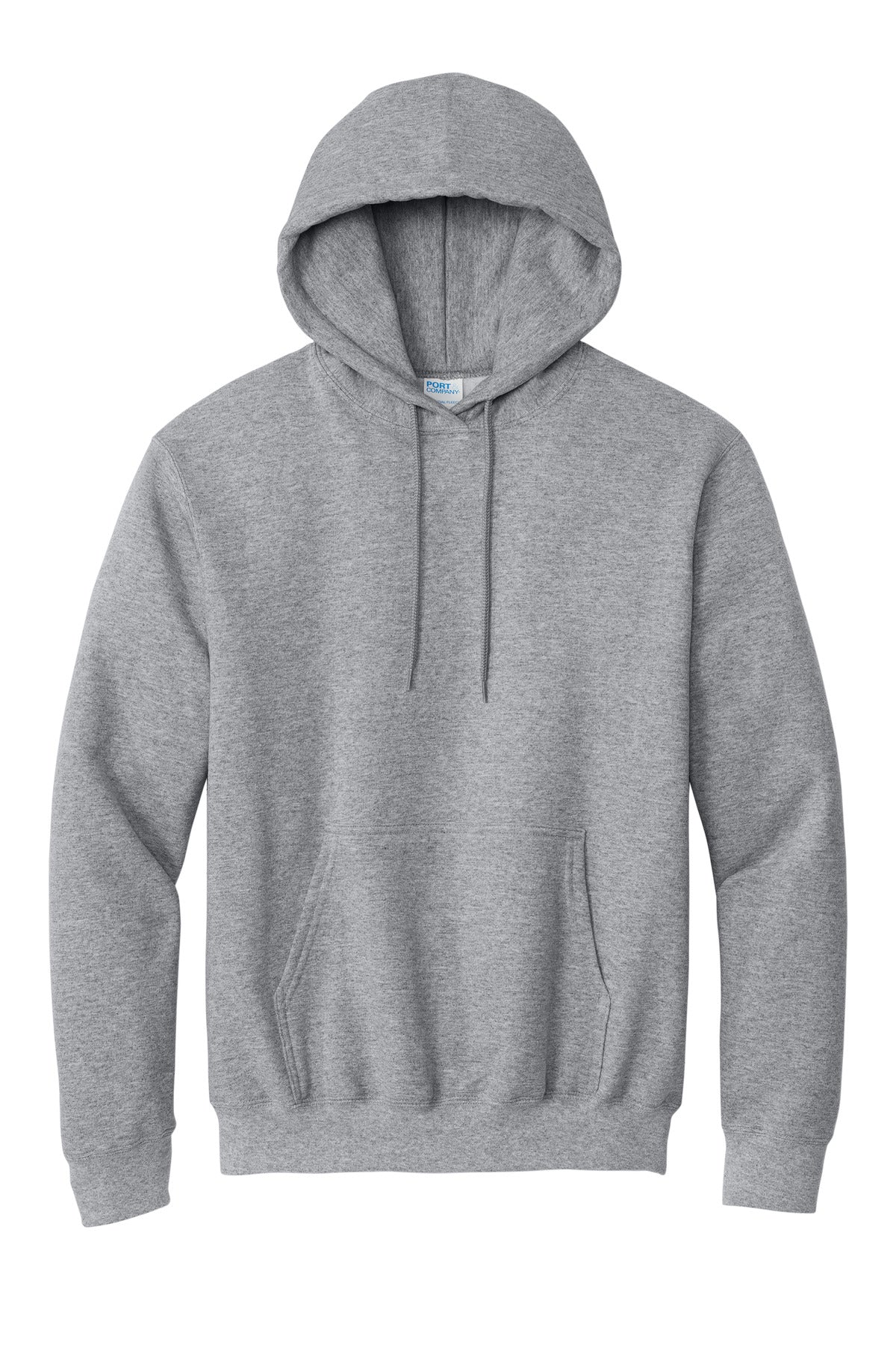 Front View of Athletic Hthr Port & Co Essential Fleece Pullover Hooded Sweatshirt. PC90H