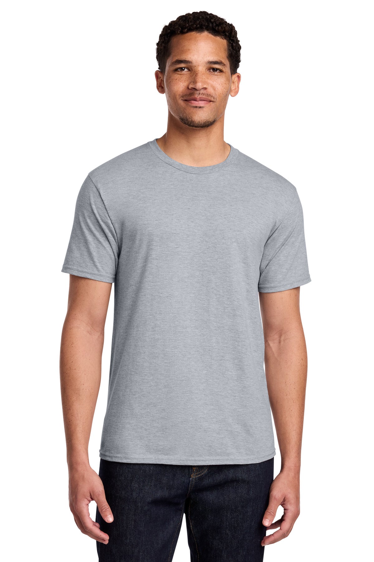 Front View of Athletic Hthr Port & Co Fan Favorite Tee. PC450